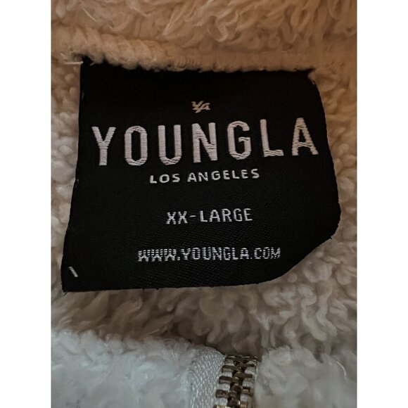 YoungLA polar teddy fleece pullover jacket gold zipper logo XXL streetwear - Picture 7 of 12